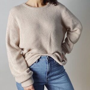 J CREW High-low waffle sweater in Supersoft 2X Beige Merino Wool Alpaca Blend